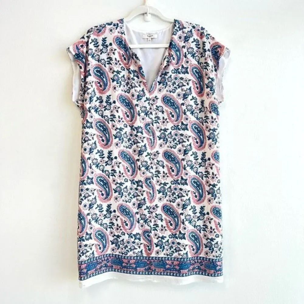 Madewell Women’s Large 100% Silk Tunic T-Shirt Dress Knee Length Midi V Neck